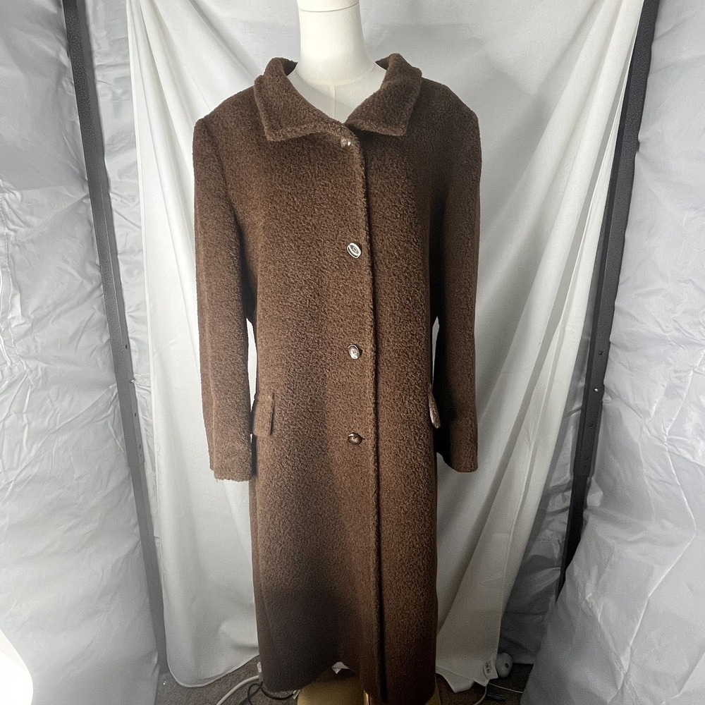 Vintage Jones New York Black Alpaca Siri Wool button Coat, 16  with Pockets